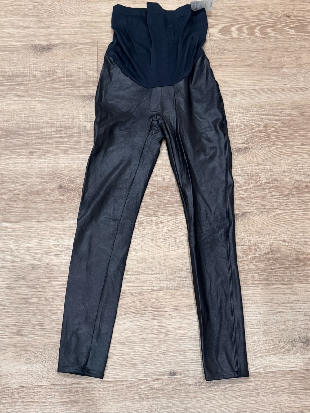 NWT SPANX Mama Faux Leather Maternity Leggings Black L